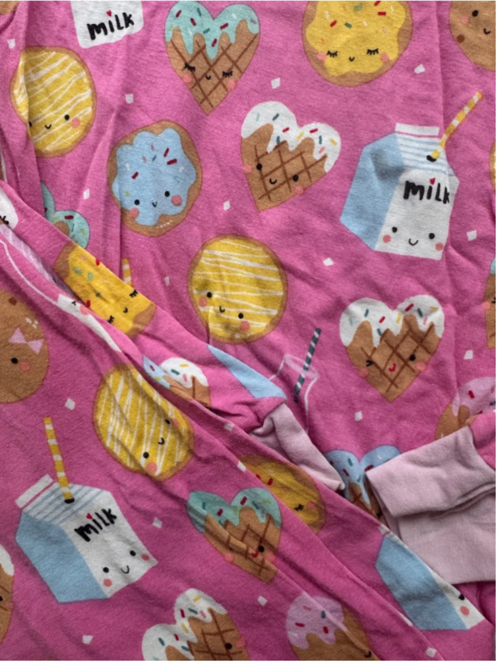 Pink Milk and Cookie Print Pajama Set